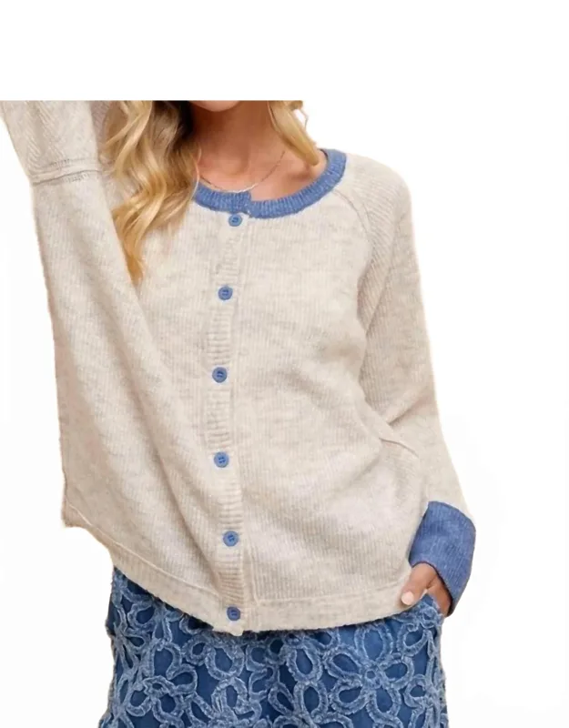 Loose Fit Ribbed Cardigan