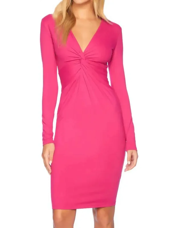 Twist Front Long Sleeve Dress