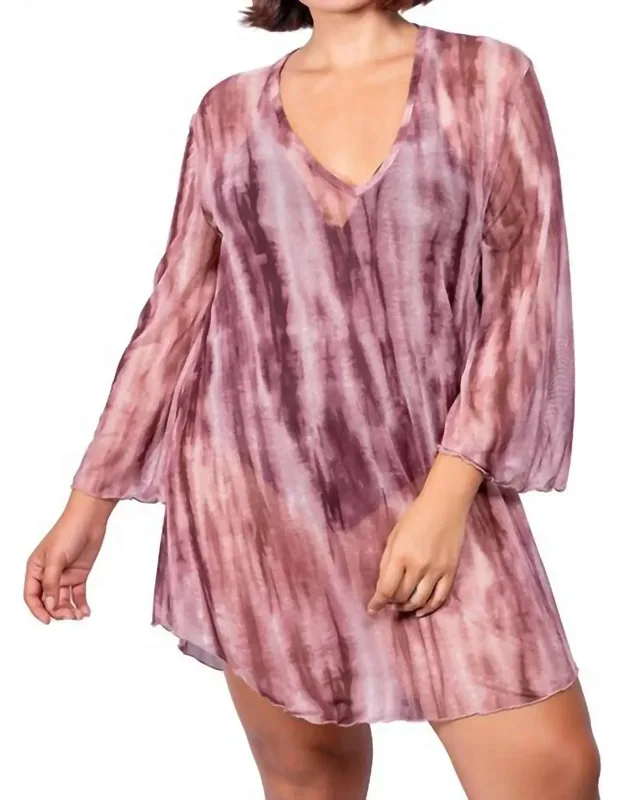 V-neck Bell Sleeve Tie Dye Tunic