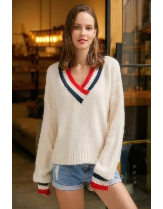Overlap V Neck Sweater