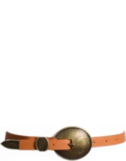 Oval Embossed Vintage Look Buckle Western Belt