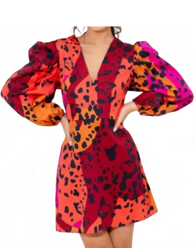 Bridgette Mini Dress - Long Sleeves, V-neck Design