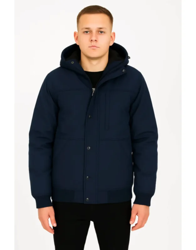 Heavyweight Faux Shearling Lined Hooded Bomber Jacket