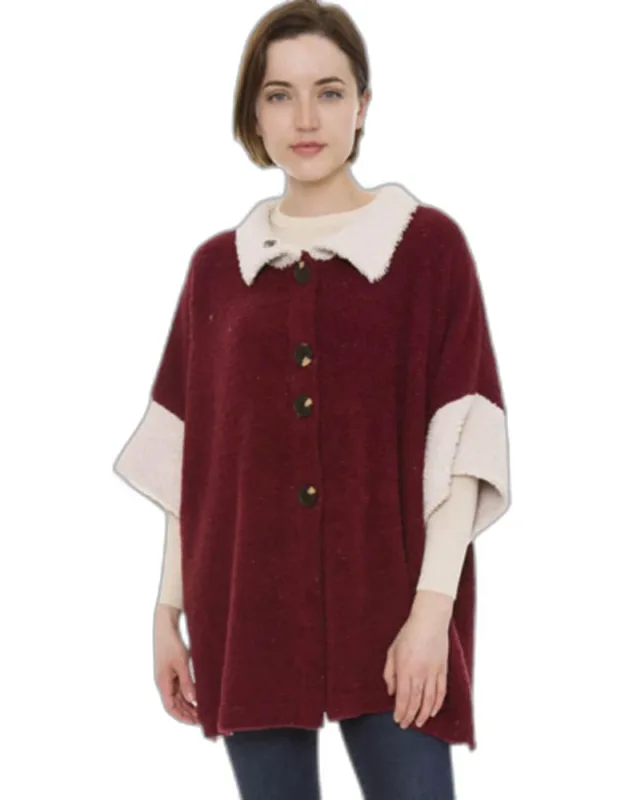 Buttons Sweater Sherpa Coat/cardigan