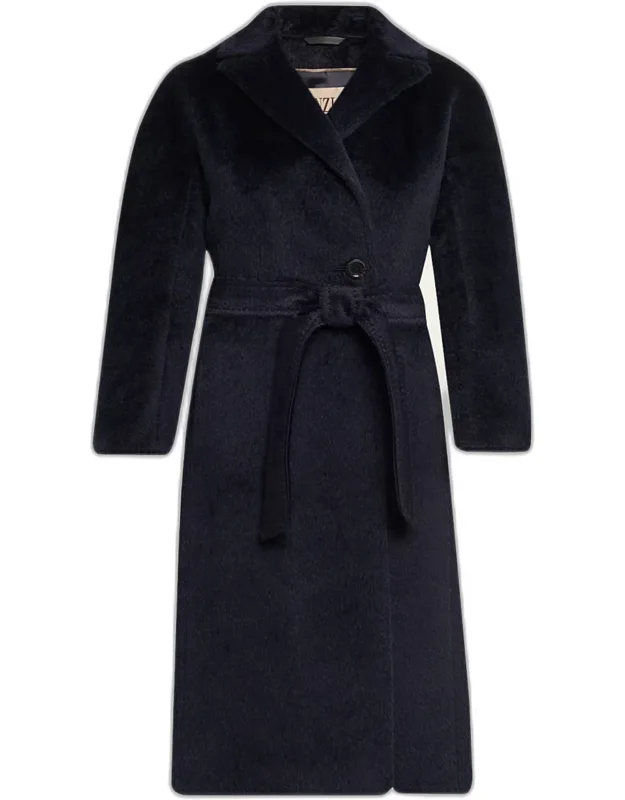 Pressed Alpaca Wool Blend Wrap Coat