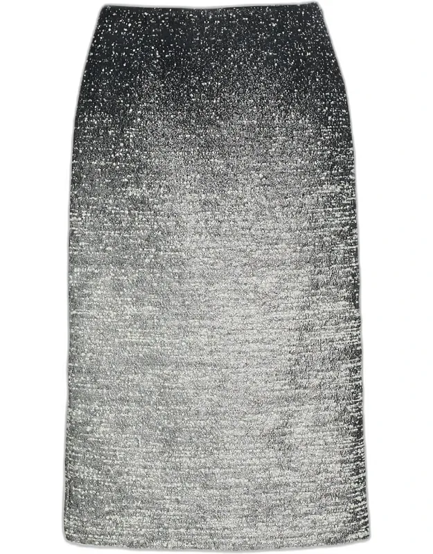 Ombre Metallic Boucle Jacquard Midi Pencil Skirt