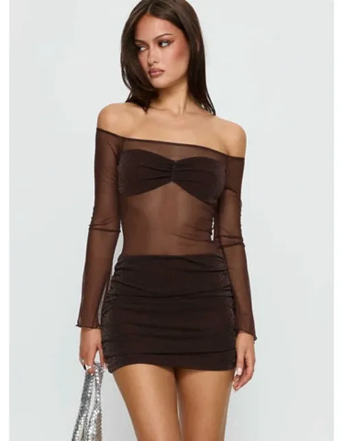 Mesh Long Sleeve Mini Dress