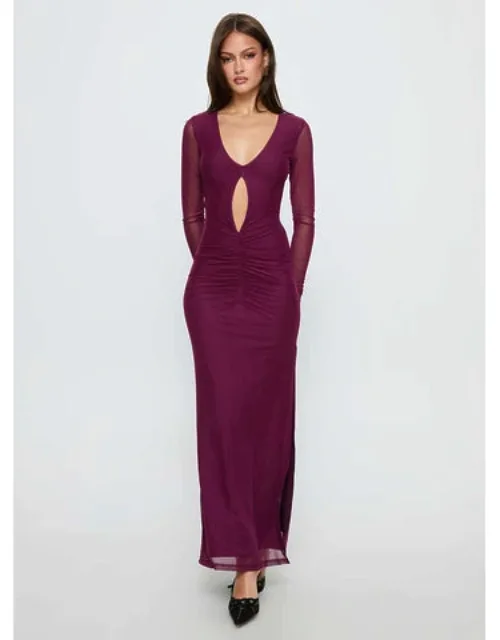 Long Sleeve Cut Out Plunge Maxi Dress