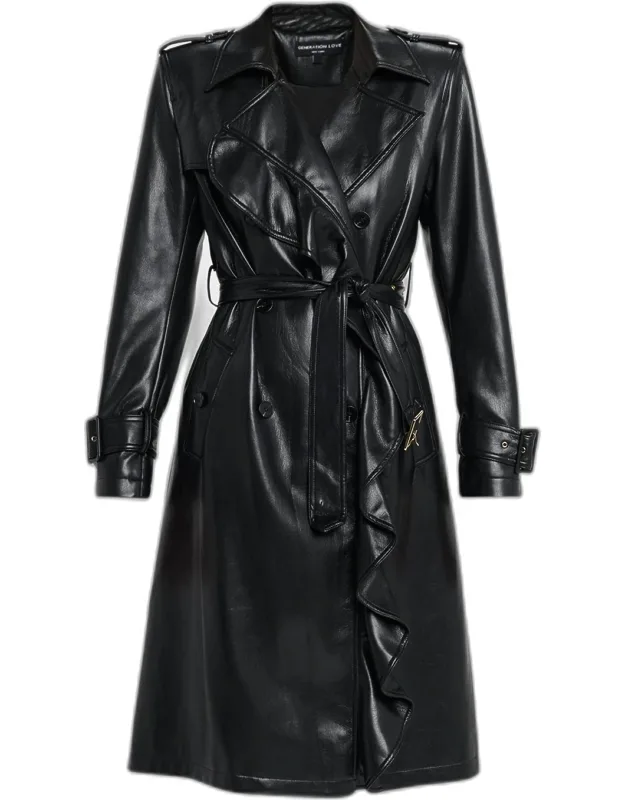 Vegan Leather Trench Coat