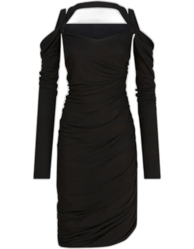 _midi Dress, Off-shoulder, Long Sleeve_
