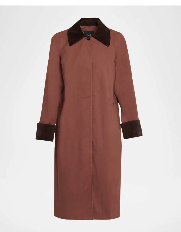Corduroy-trimmed Trench Coat