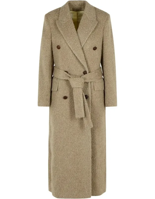 Golden Goose Double-breasted Coat With Lapel Neckline And Belt Loops