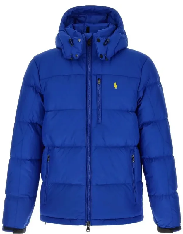 Logo Down Jacket With Removable Hood And Zip Chest Pocket