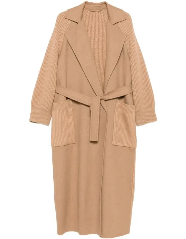 Pea Coat With Notch Lapels And Long Sleeves