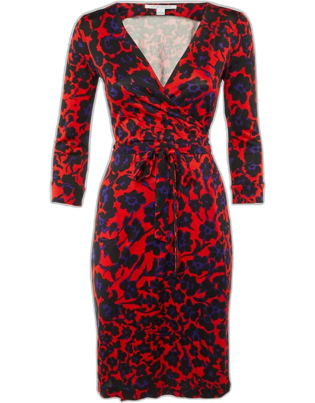 Multicolor Printed Silk Jersey Wrap Dress