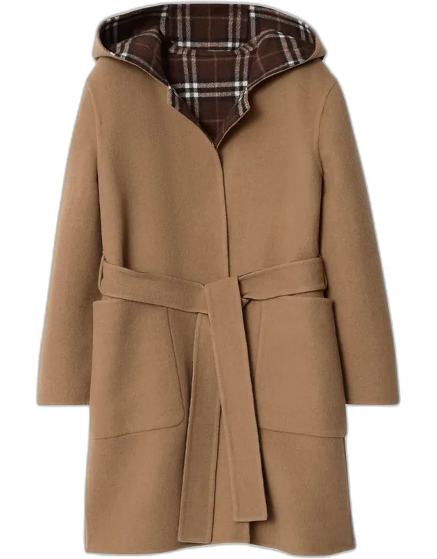 Reversible Hooded Wrap Coat