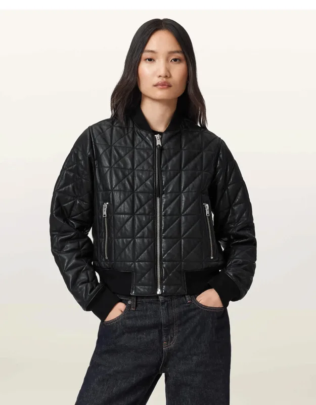 Carly Quilt Leather Bomber Jacket