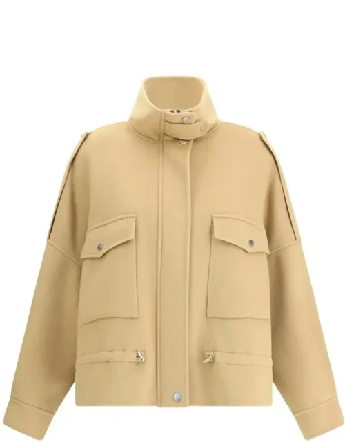 Caban With High Collar And Adjustable Drawstring Waist