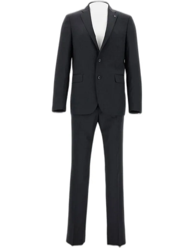 Blazer And Trousers With Notch Collar And Flap Pockets