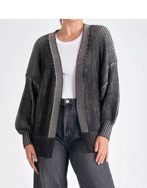 Ombré Ribbed Open Sweater Cardigan
