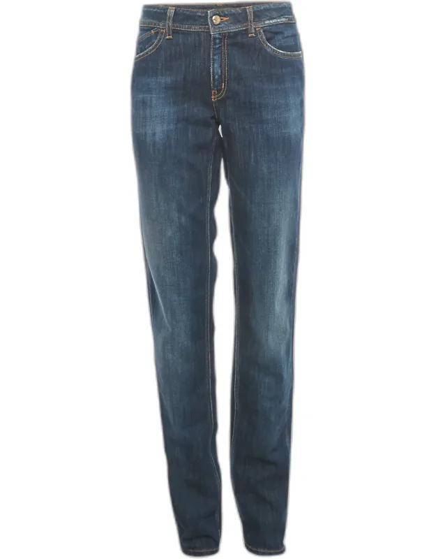 Embroidered Distressed Denim Jeans