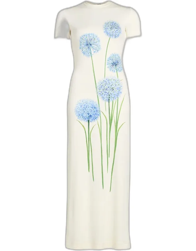 Allium Print Jersey Maxi Dress