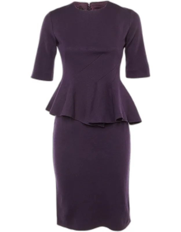 Wool Peplum Midi Dress