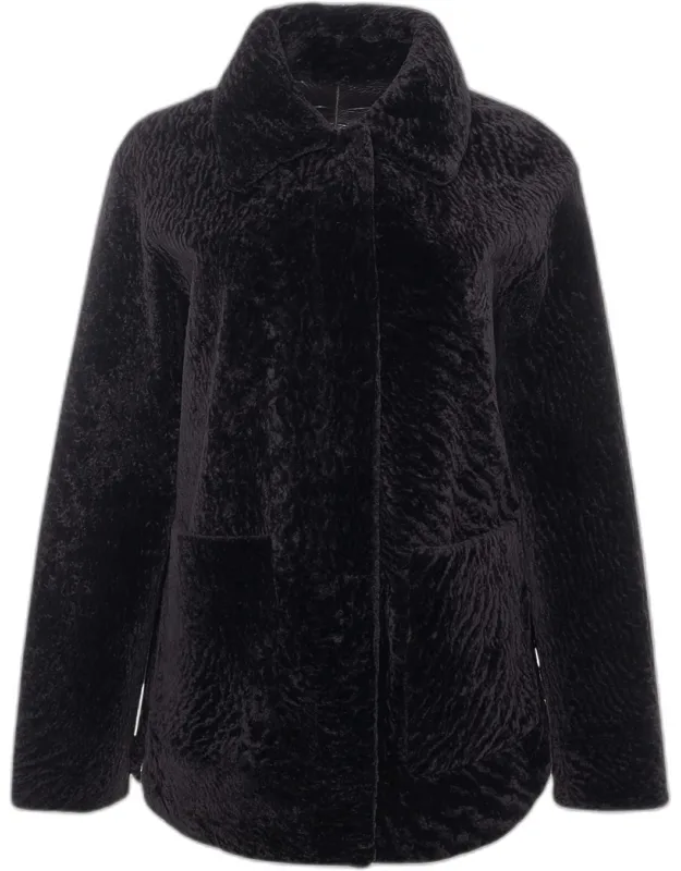 Reversible Textured Shearling Jacket