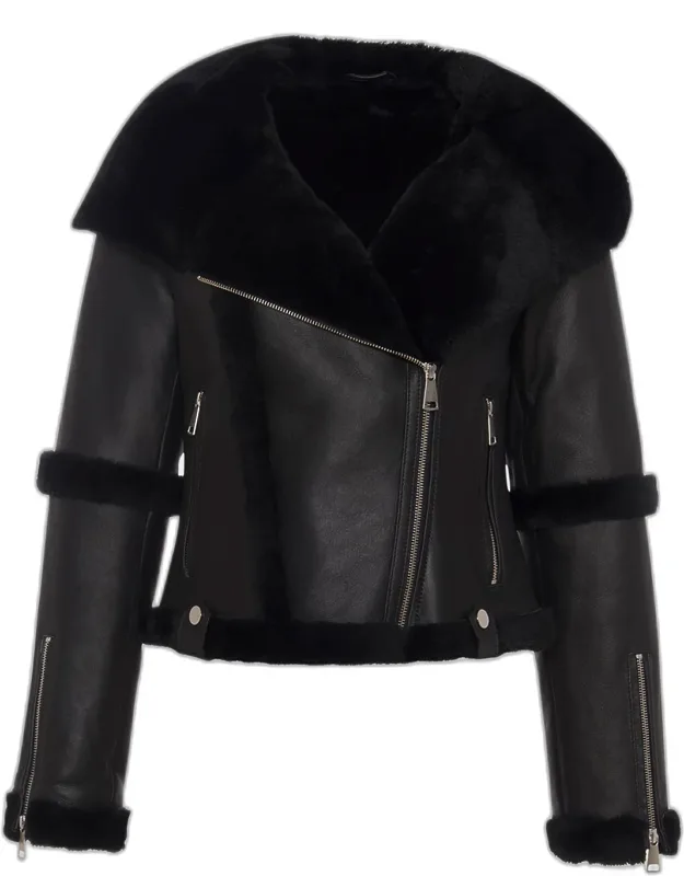 Shearling Lamb Hooded Zip Jacket