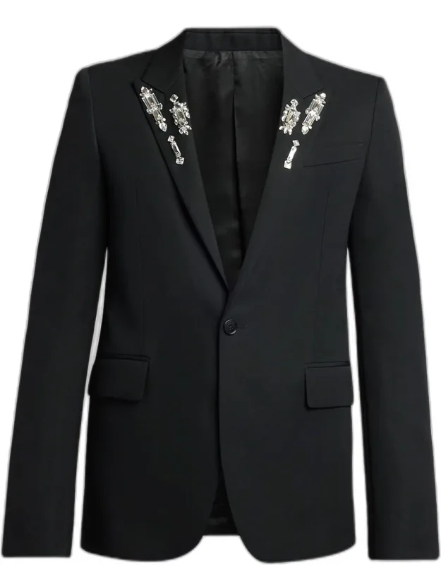 Crystal-embellished Peak Lapel Sport Coat