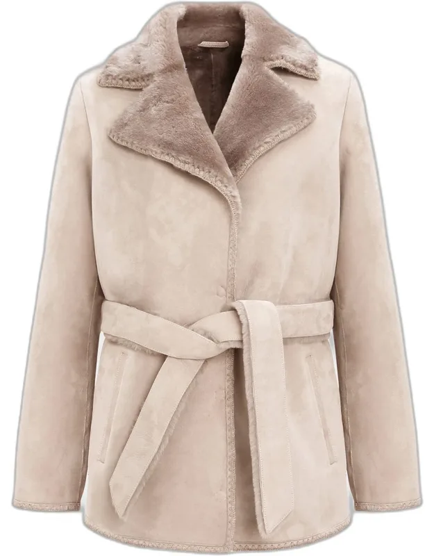 Merino Shearling Lamb Belted Jacket