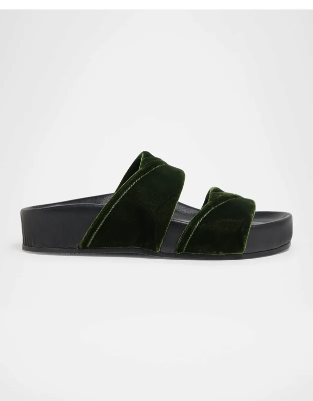 Velvet Platform Slide Sandals