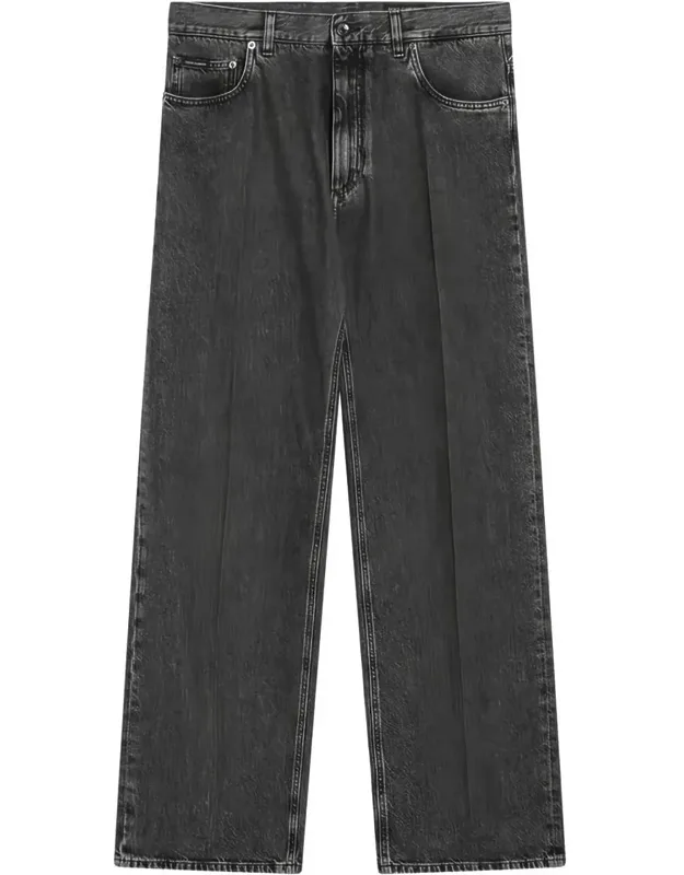 Jeans With Concealed Front Closure And Five Pockets