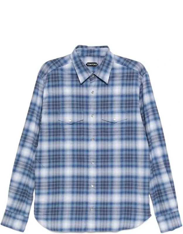 Shirt With Pointed Collar And Snap Button Placket