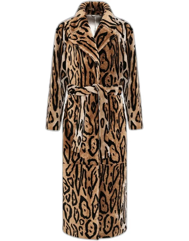 Reversible Ocelot-print Shearling Lamb Coat