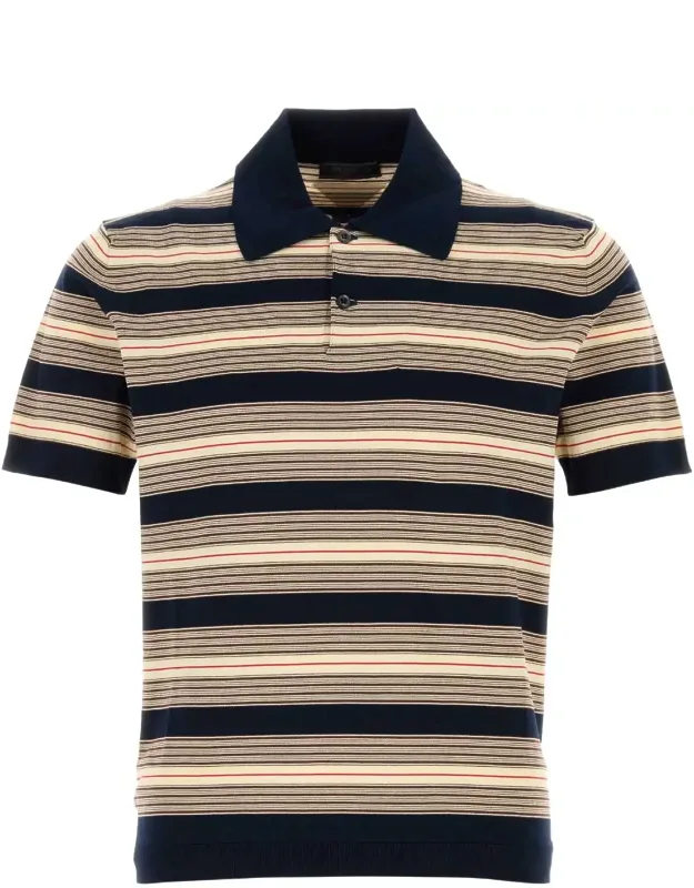 Embroidered Stretch Cotton Blend Polo Shirt