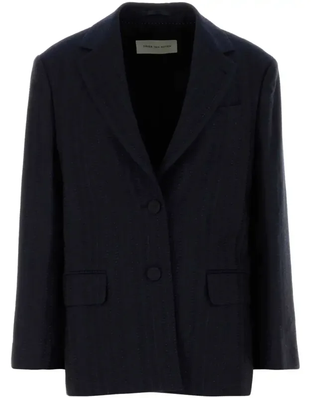 Embroidered Wool Blend Blazer