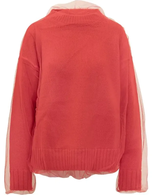 Jersey Cardigan With Tulle