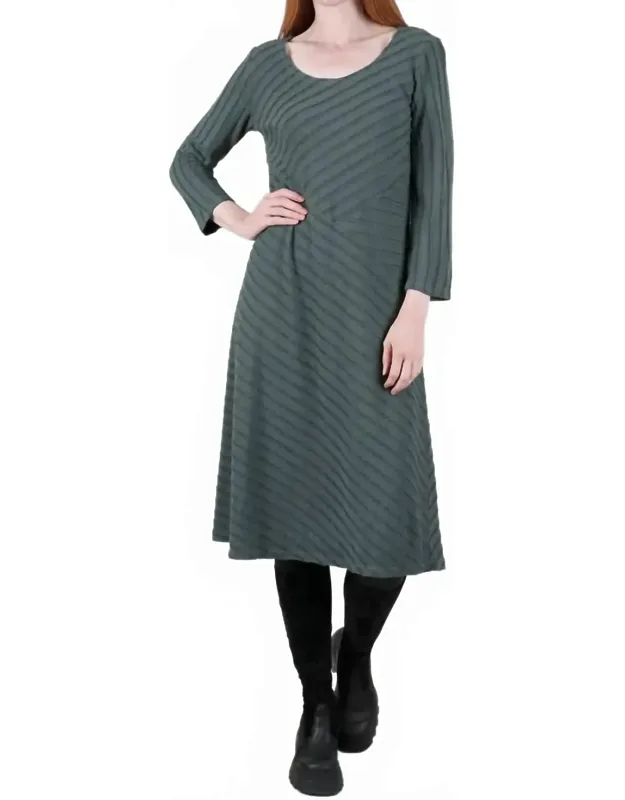 Frayed-stripe Seamed Dress