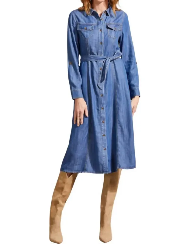 Button Front Tencel Midi Dress