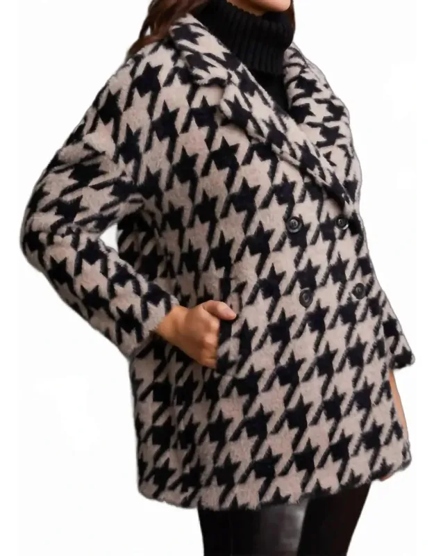 Houndstooth Double Breasted Coat