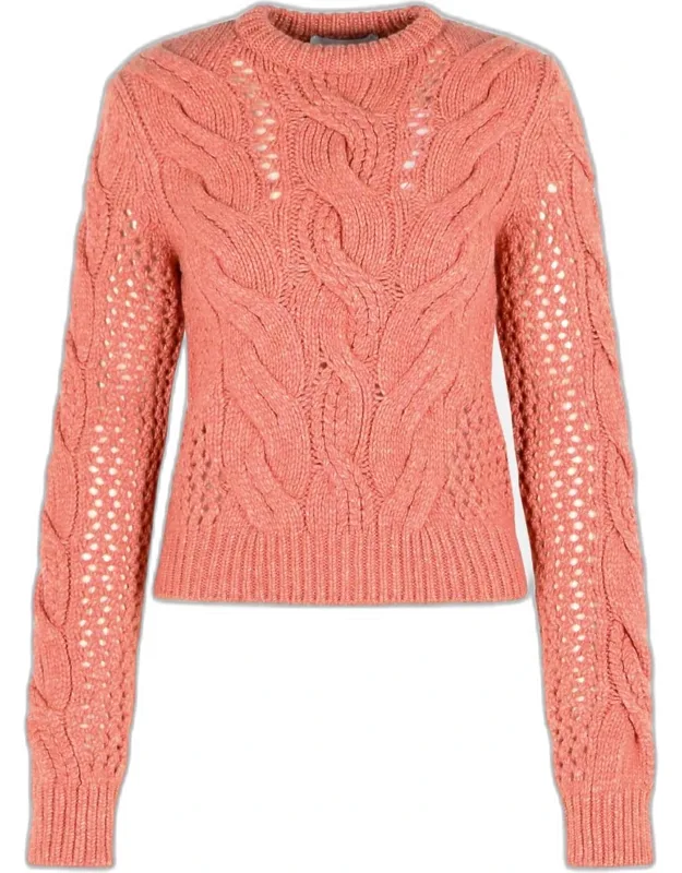 Crewneck Sweater With Wool Blend Braids