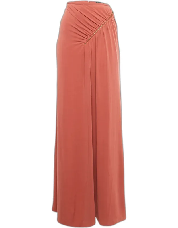 Jersey Ruched Zipper Detail Midi Skirt