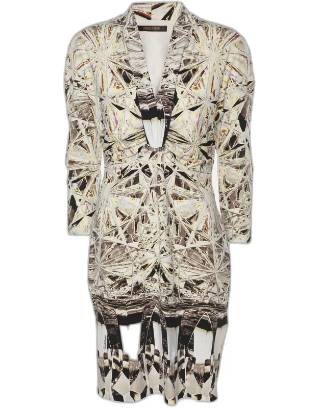 Multicolor Printed Stretch Satin Mini Dress