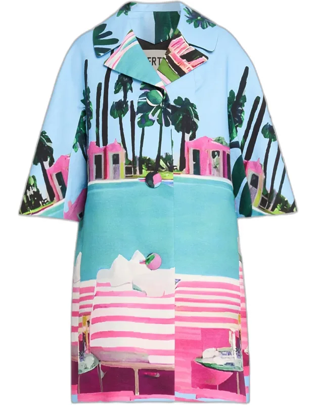 Poolside Printed 3/4-sleeve Coat