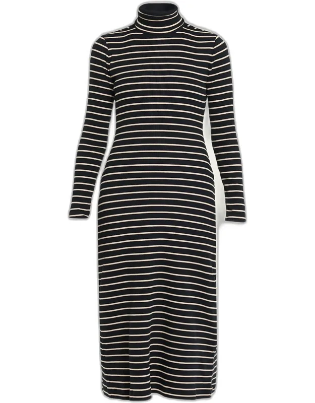 Frances Stripe Rib-knit Turtleneck Dress