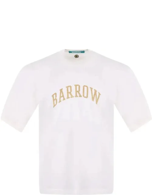 Barrow T-shirt With Gold Glitter Logo And Irregular-effect Print
