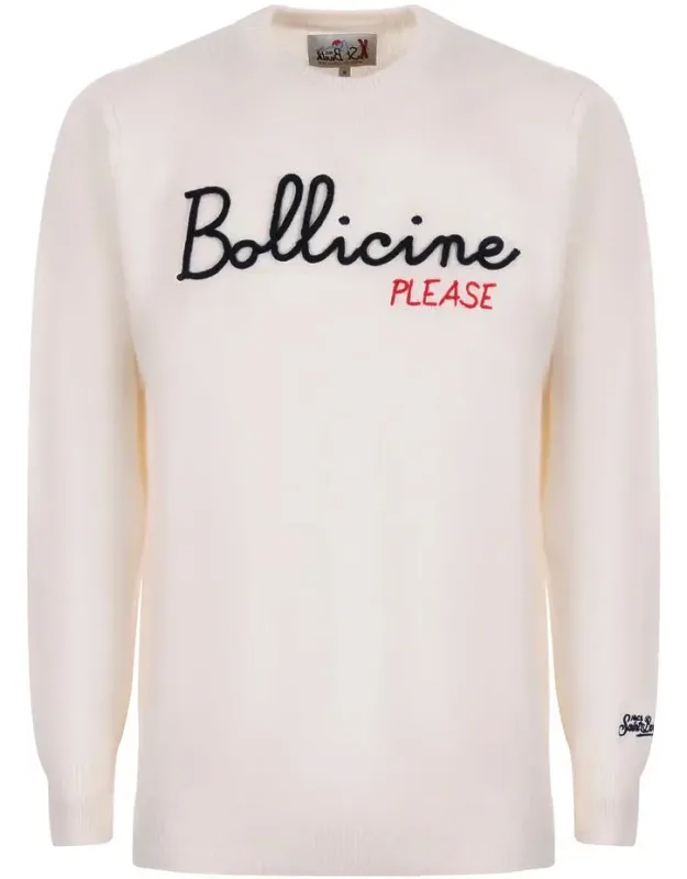 Sweater Wool And Cashmere Blend, "bubbles Please" Embroidery