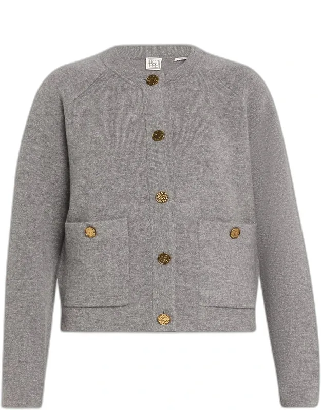 Cashmere-wool Hammered Button Cardigan