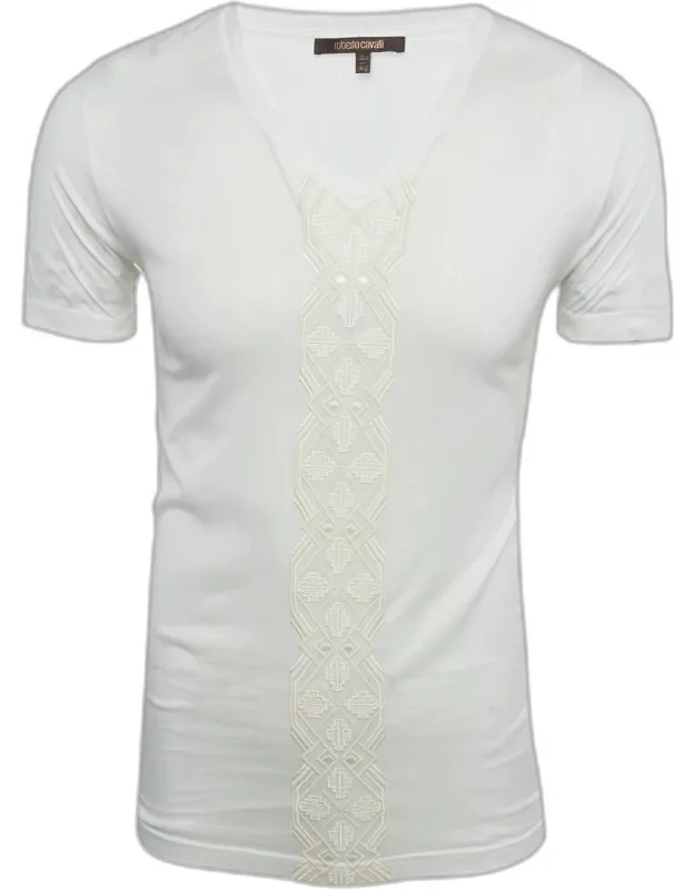 Embroidered Jersey V-neck T-shirt